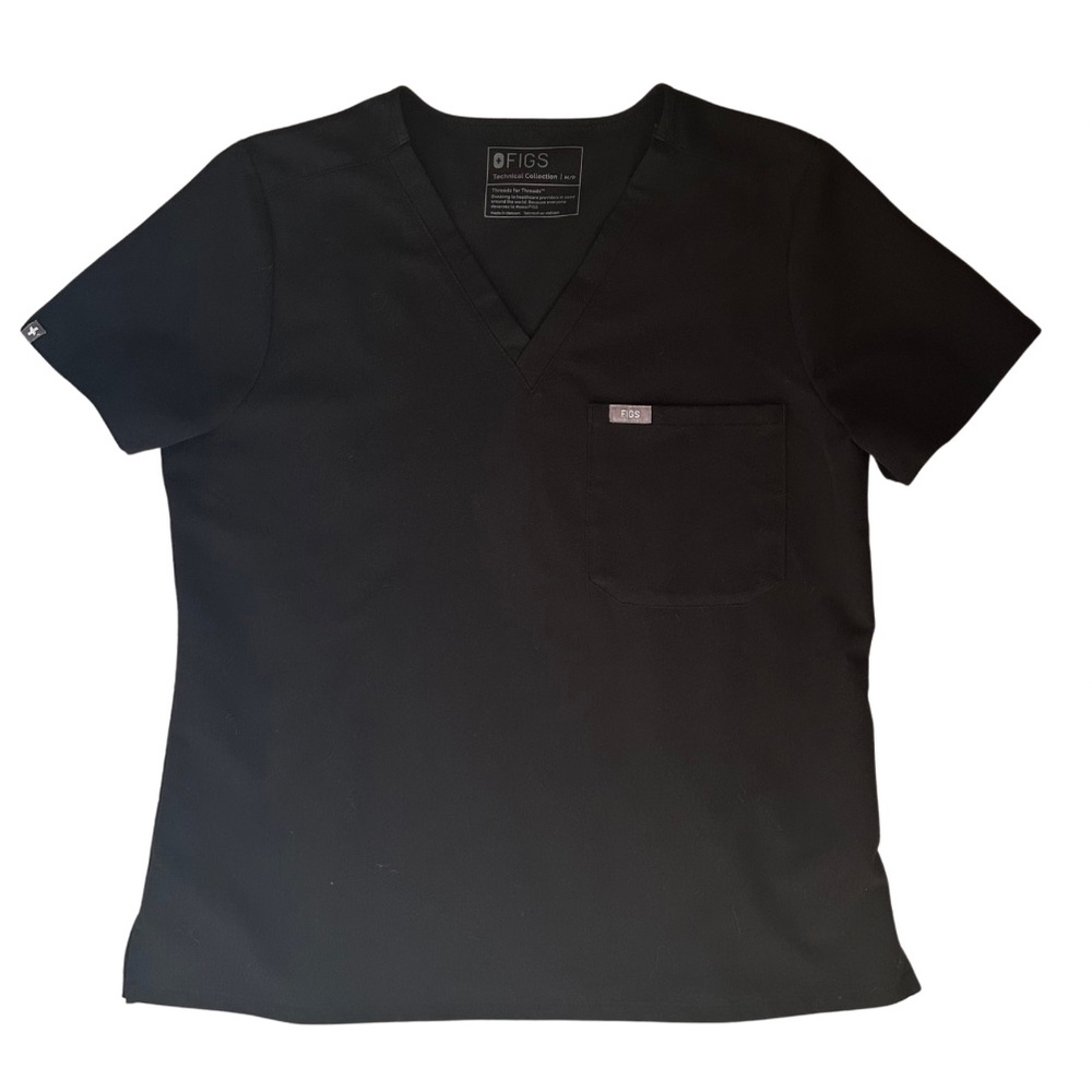 Medium Petite Figs Catarina Scrub Top - Black